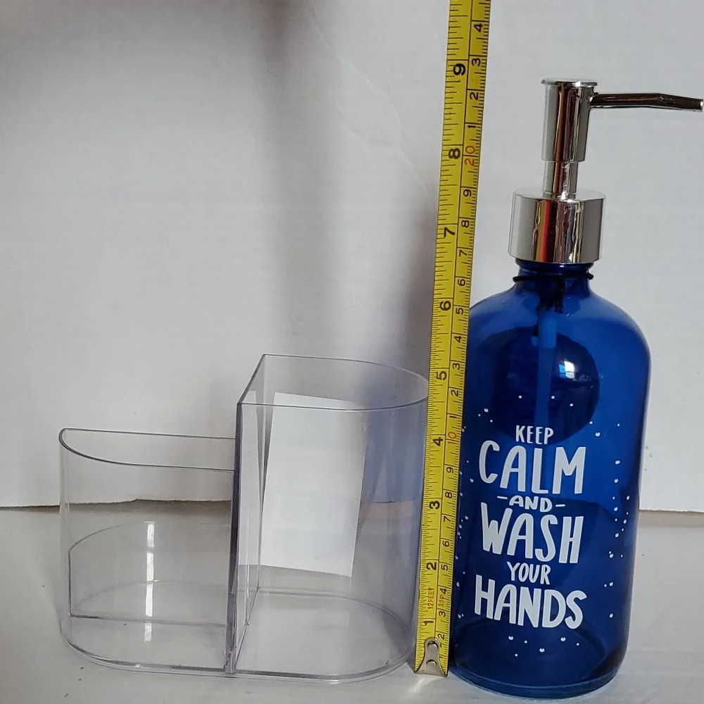 Pump Dispenser Clear Vanity Organizer Soap Lotion Tooth Makeup Brush Container